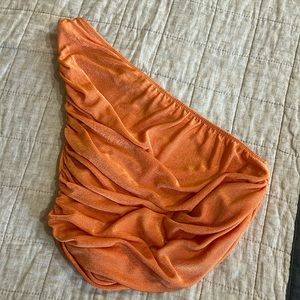 One shoulder orange top